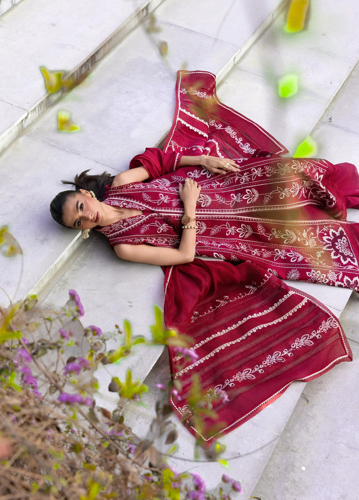 Flow by Crimson Unstitched Embroidered Lawn 3 Piece Suit CR26UFL D5 A-Crimson - Festive Collection
