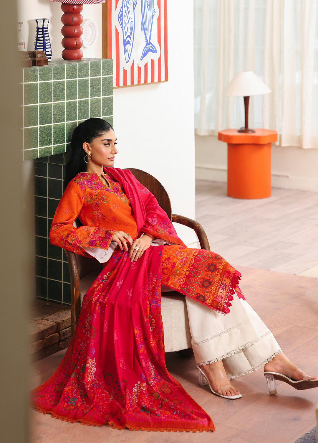 Nissa Floral Symphony by Rajbari Unstitched Lawn Embroidered 3 Piece Suit RB26UNF D-10 - Summer Collection