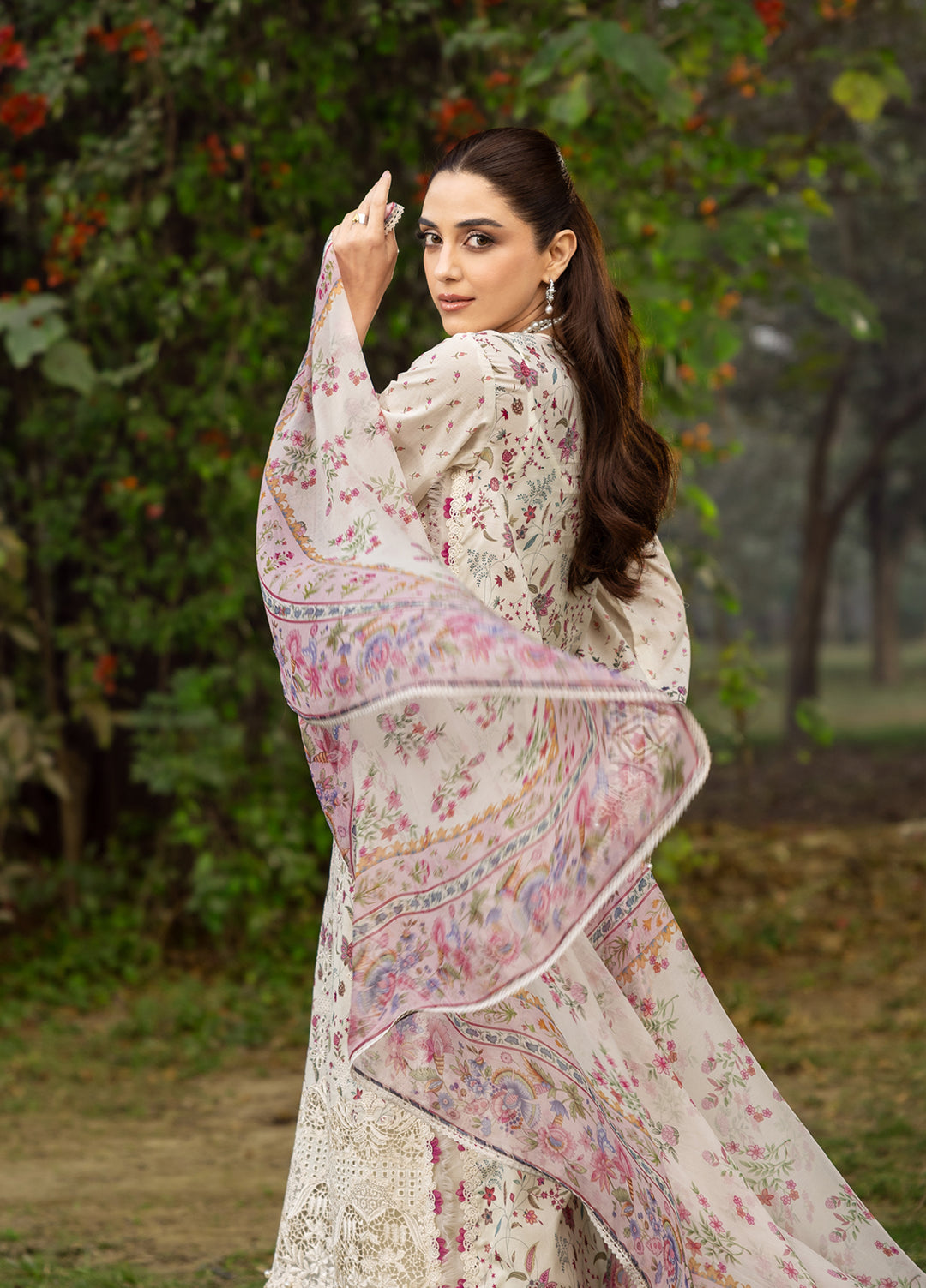 Elaf Premium Chikankari Unstitched Printed Lawn 3 Piece Suit EL26UPC ERC 5A MEHR - Summer Collection