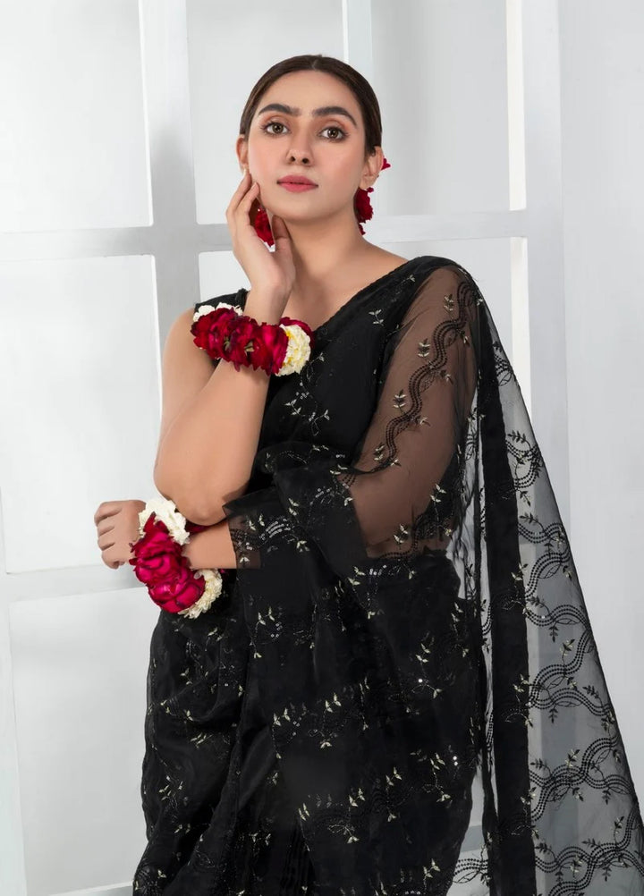 Luxe by Imran Aftab Unstitched Embroidered Organza Saree Suit IASC 25 - Festive Collection