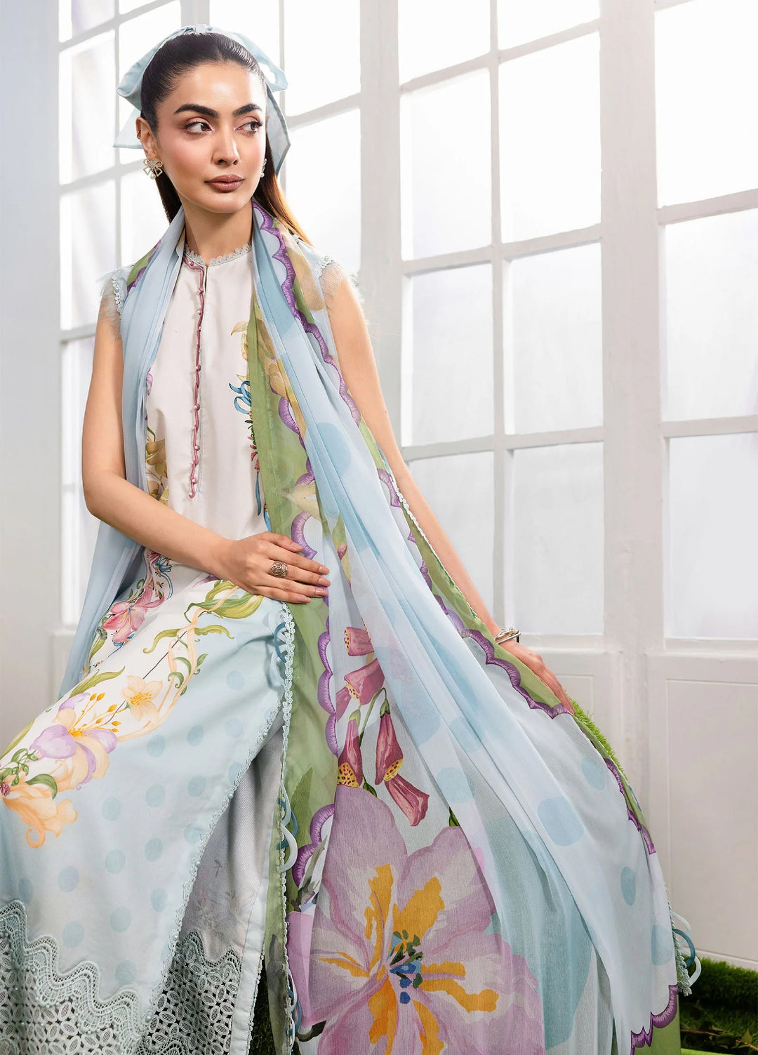 M Basics by Maria B Unstitched Embroidered Lawn 3 Piece Suit MB26SSEL MB-CUSV14-05A - Eid Collection