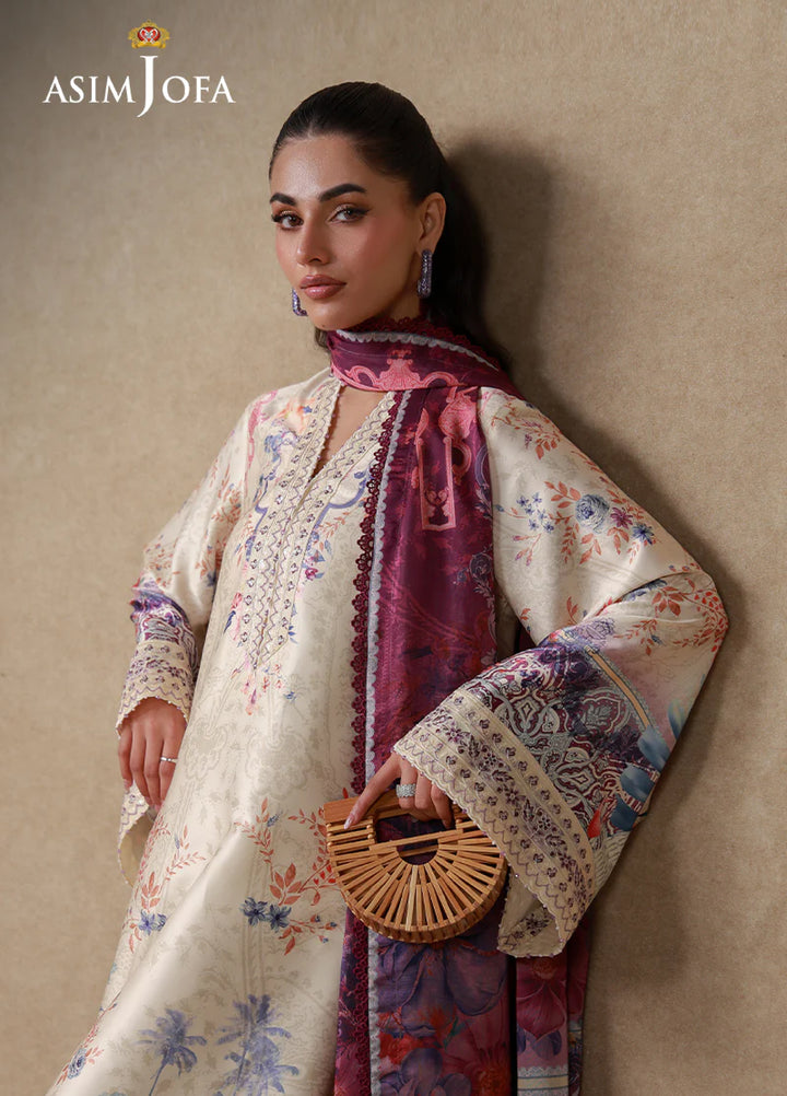 Asim Jofa Unstitched Printed Silk 3 Piece Suit AJ26UPS AJULSC-02 - Casual Collection