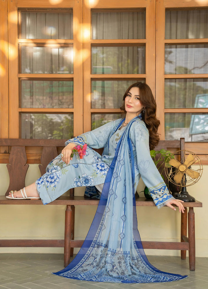 Mah e Noor Intermix by Panache 3 Piece Raw silk Frost Blue - Winter Collection