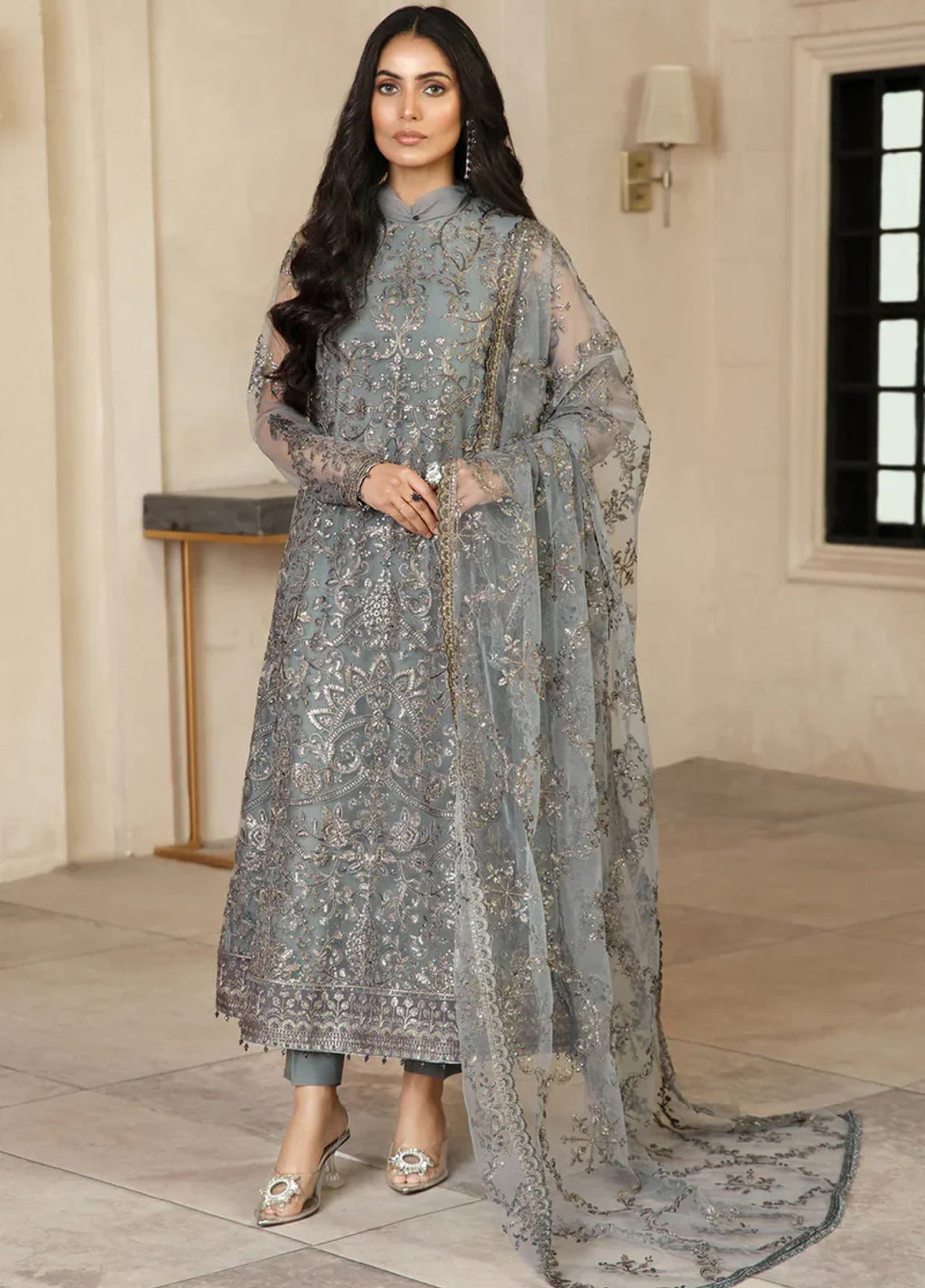 Zarif Women Unstitched Embroidered Net 3 Piece Suit ZR26UFC ZFG 07 HAZEL - Festive Collection