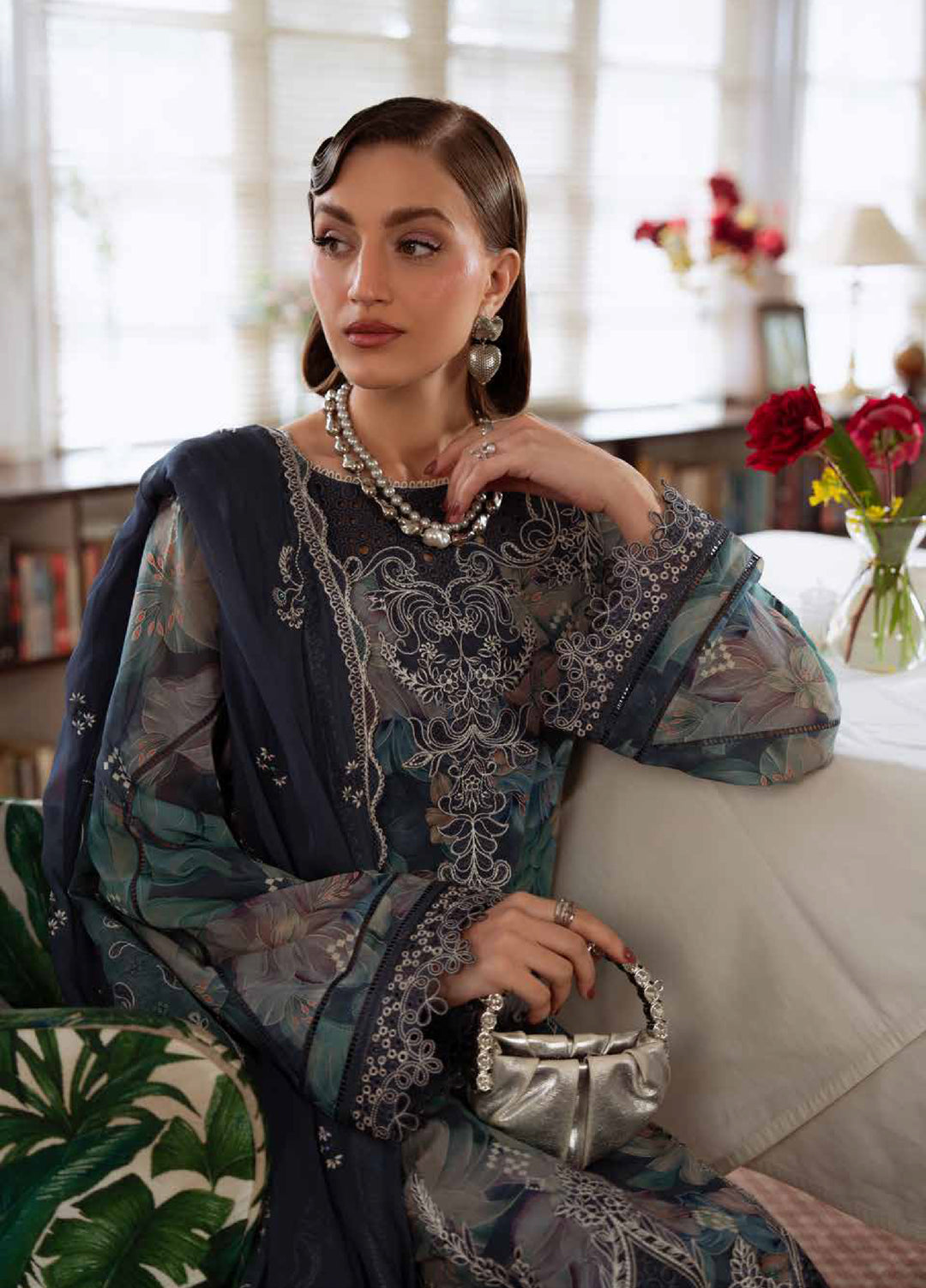 Maya by Nureh Unstitched Embroidered Swiss Lawn 3 Pcs Suit NU26UM NS-162 - Summer Collection