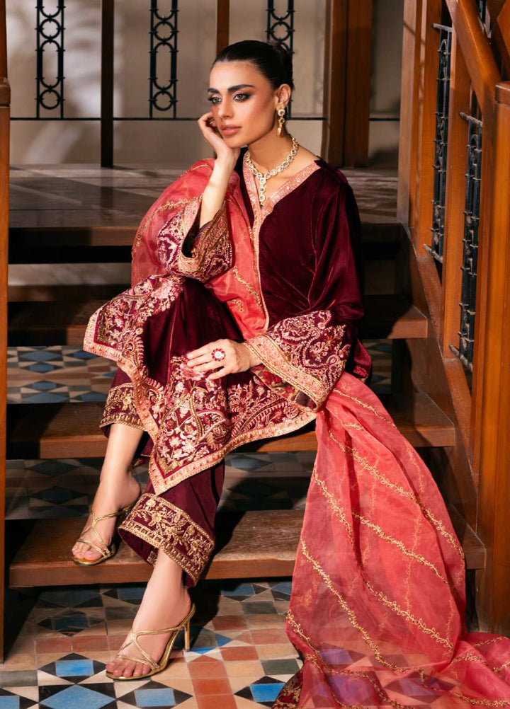 Zainab Chottani Unstitched Velvet Embroidered 3 Piece ZC25UV Aima - Festive Collection