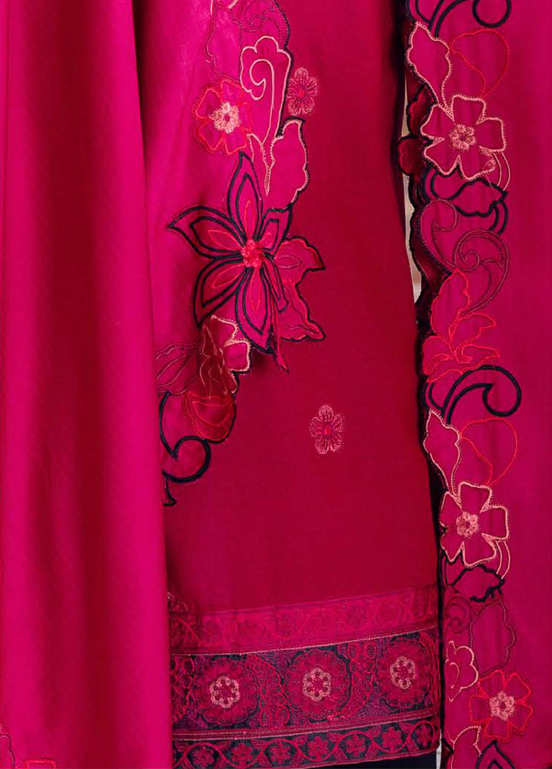 Symphony Hemline by Mushq Unstitched Karandi Embroidered 3 Piece MU25SK Darling Bloom - Winter Collection