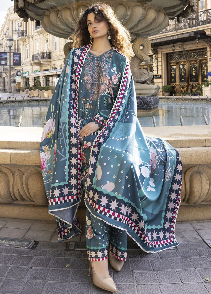 Meerak Women Pret Premium Embroidered Linen 3 Piece Florin - Winter Collection