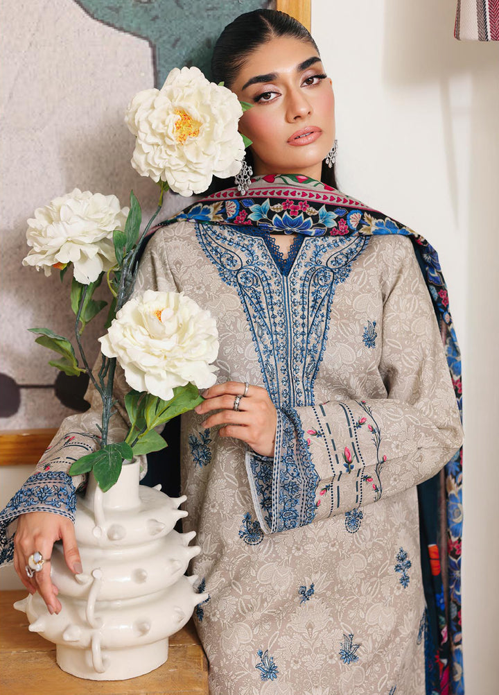 Nissa Floral Symphony by Rajbari Unstitched Lawn Embroidered 3 Piece Suit RB26UNF D-09 - Summer Collection