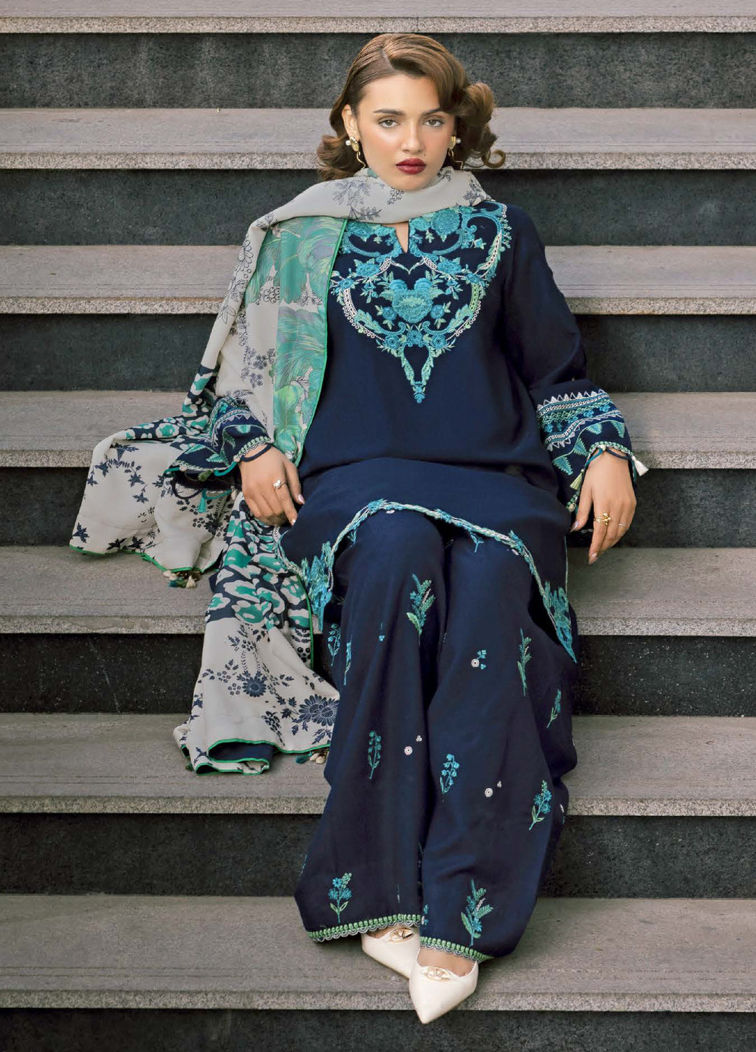 Poshima by Charizma Unstitched Embroidered Peach Leather Suits 3 Piece CHR26PU PSW5-23 - Winter Collection