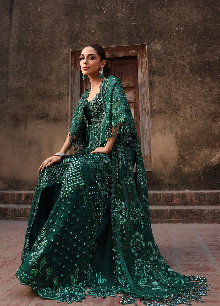 Crimson Unstitched Embroidered Organza 3 Piece Suit CR26UW D-3 Zamard Emerald - Festive Collection