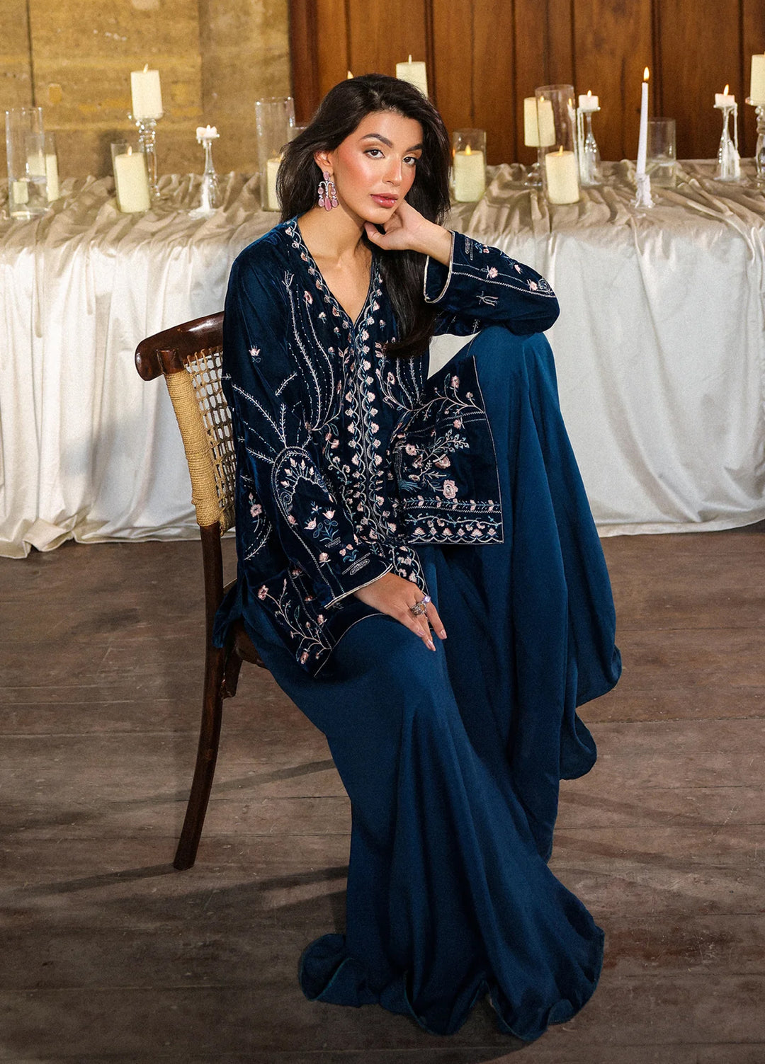 Elayra by Sahar Pret Velvet 2 Piece Embroidered Sapphire Allure - Festive Collection