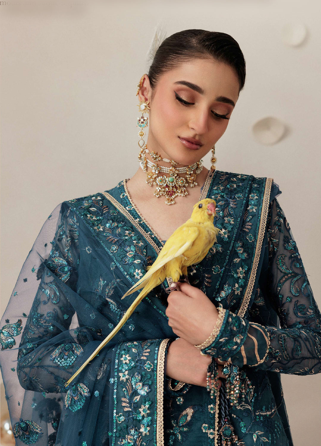 Aik Shaam by AIK Atelier Unstitched Organza Embroidered 3 Piece Suit AIK26US D-04 - Wedding Collection
