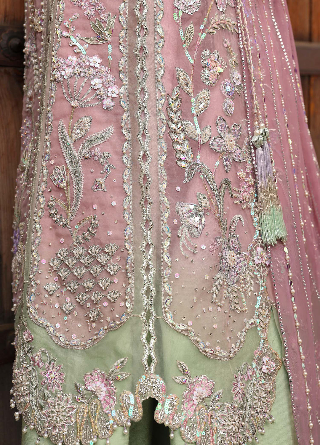 Crimson Unstitched Embroidered Organza 3 Piece Suit CR26UW D-4 Tilsam Lilac - Festive Collection