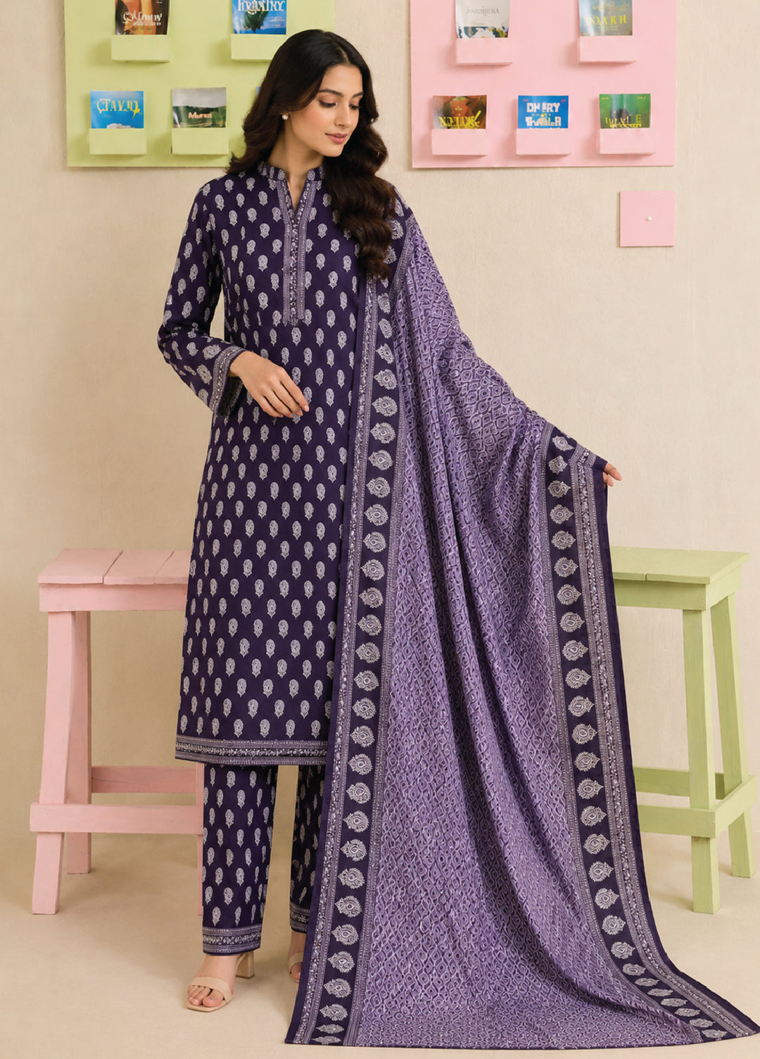 Bin Saeed Unstitched Printed Lawn Cotton 3 Piece Suit BS26UCL D-9 - Casual Collection