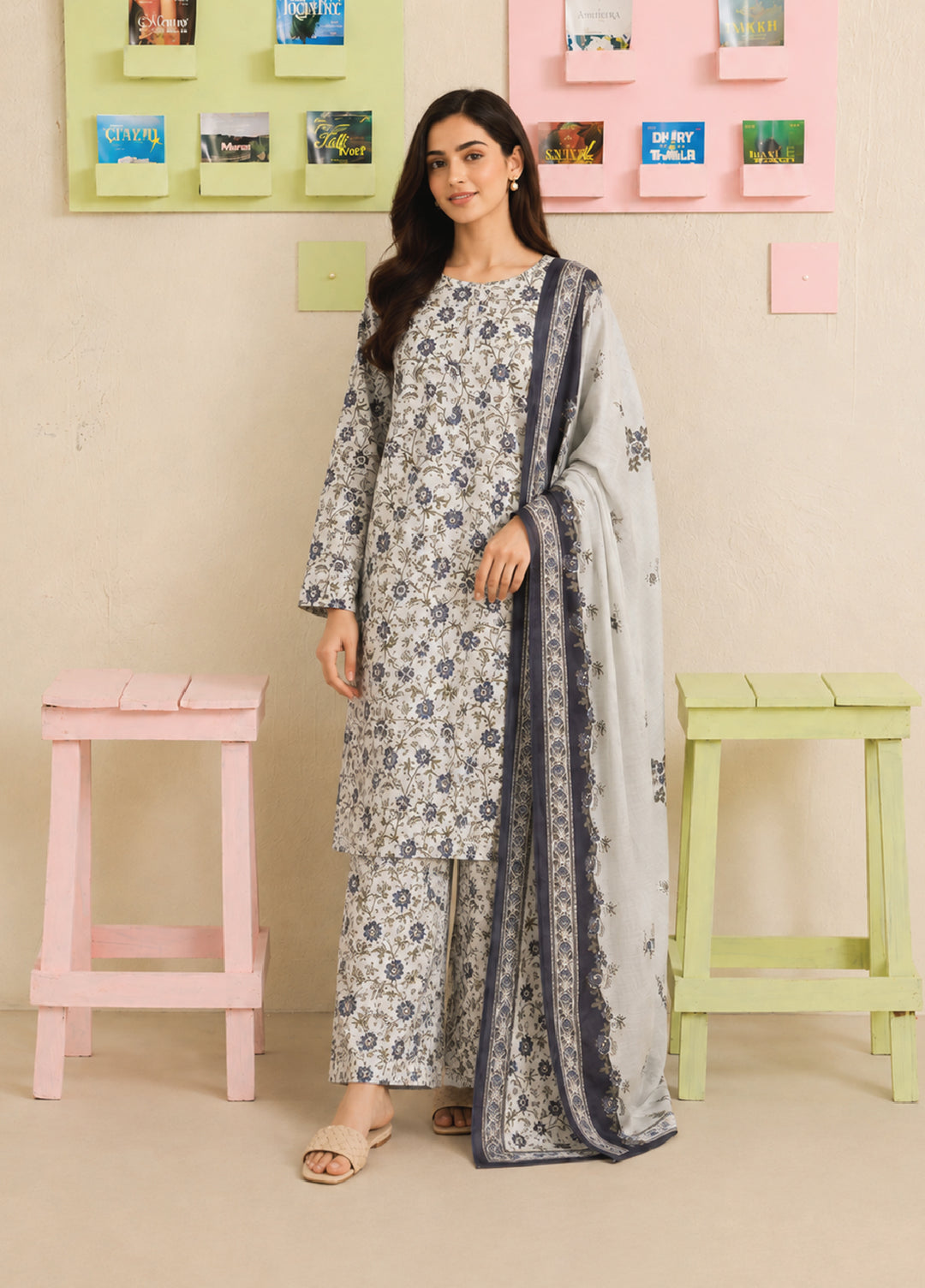 Bin Saeed Unstitched Printed Lawn Cotton 3 Piece Suit BS26UCL D-10 - Casual Collection