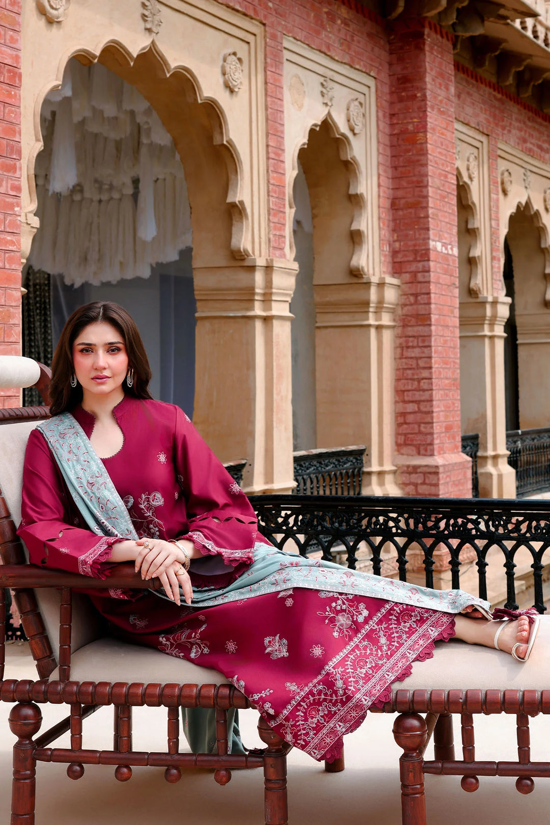Cross Stitch Unstitched Embroidered Cotton Satin 3 Piece Suit CS26UCS Vermillion Wood - Casual Collection