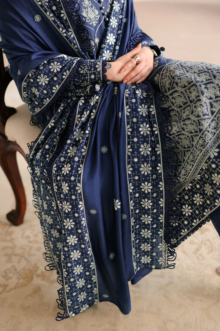 Cross Stitch Unstitched Embroidered Cotton Satin 3 Piece Suit CS26UCS Obsidian Blue - Casual Collection