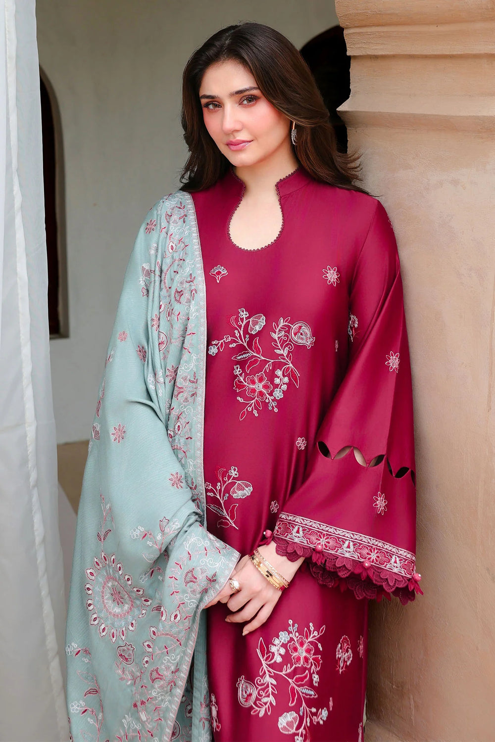 Cross Stitch Unstitched Embroidered Cotton Satin 3 Piece Suit CS26UCS Vermillion Wood - Casual Collection