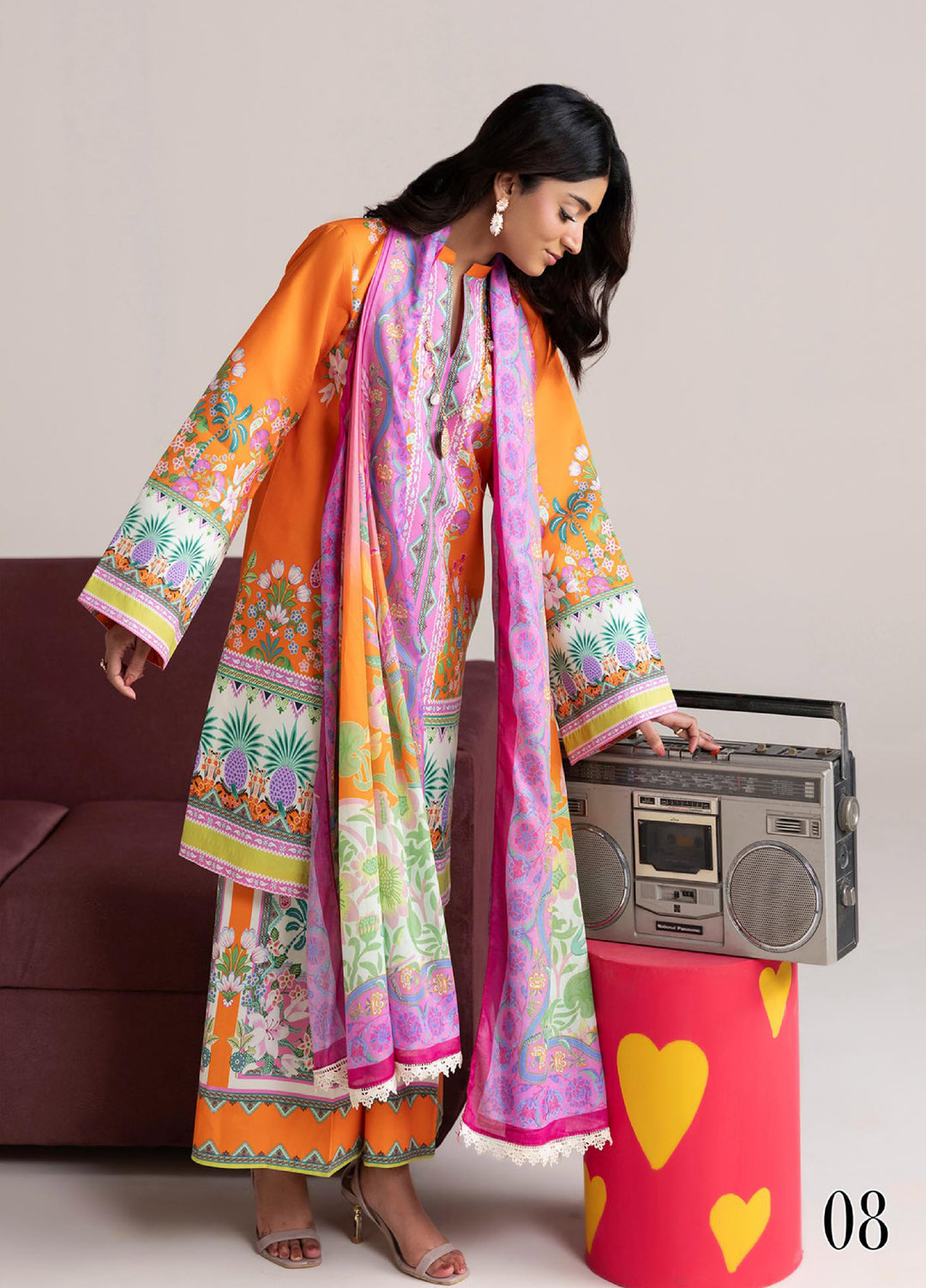 Amal Prints by RajBari Unstitched Printed Lawn 3 Piece Suit RB26UPA D-8 - Summer Collection