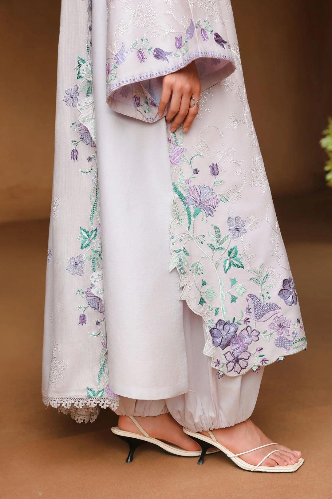 Cross Stitch Unstitched Embroidered Cotton Satin 3 Piece Suit CS26UCS Mauve Tint - Casual Collection