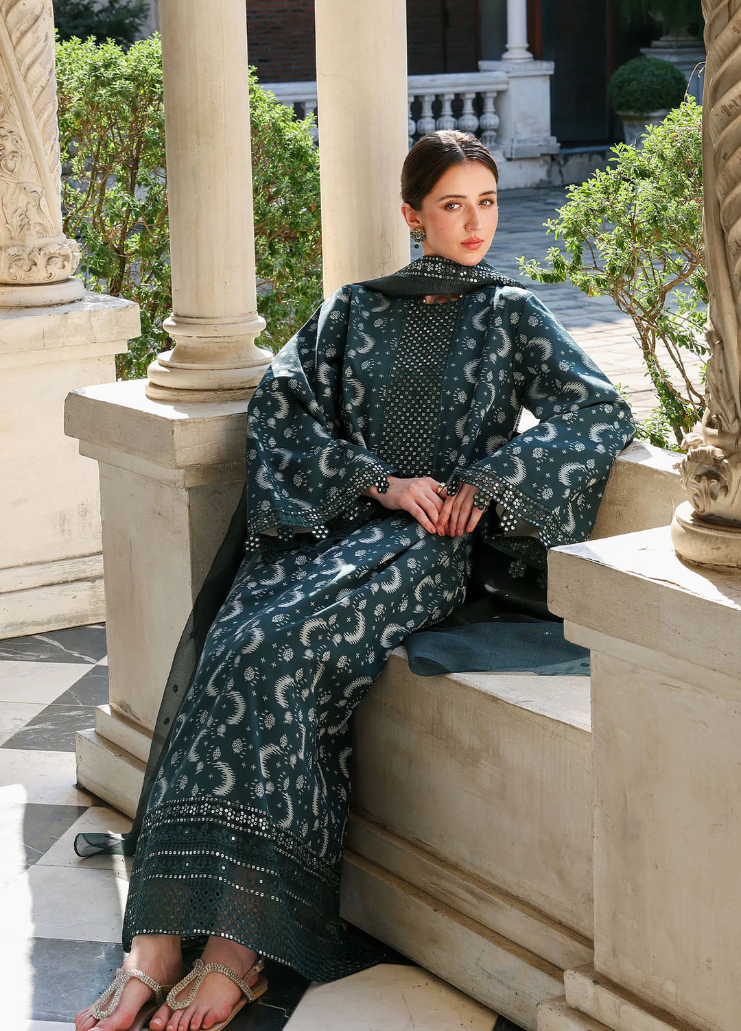 Cross Stitch Unstitched Embroidered Lawn 3 Piece Suit CS26ULE Teal Spruce - Eid Collection
