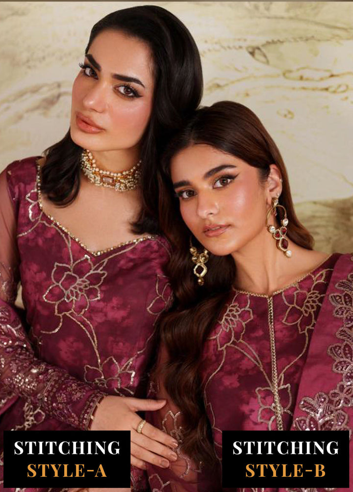 Zarif Embroidered Net Suits Unstitched 3 Piece ZR25UF ZRF-ZPE-07 Falek - Formals Collection