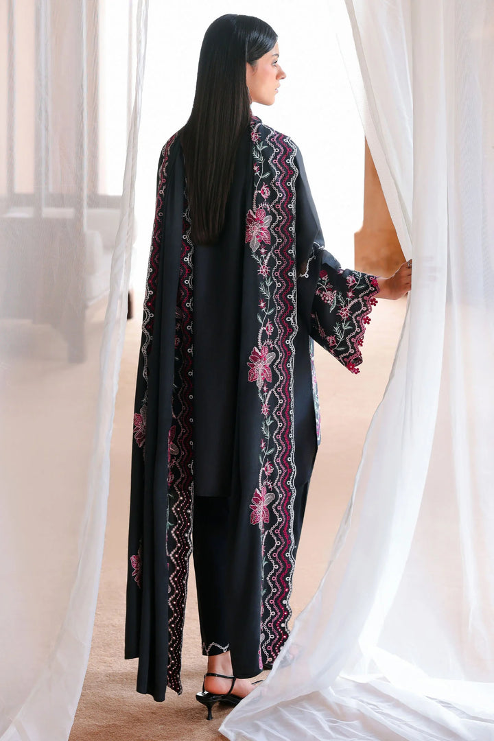 Cross Stitch Unstitched Embroidered Cotton Satin 3 Piece Suit CS26UCS Midnight Flora - Casual Collection