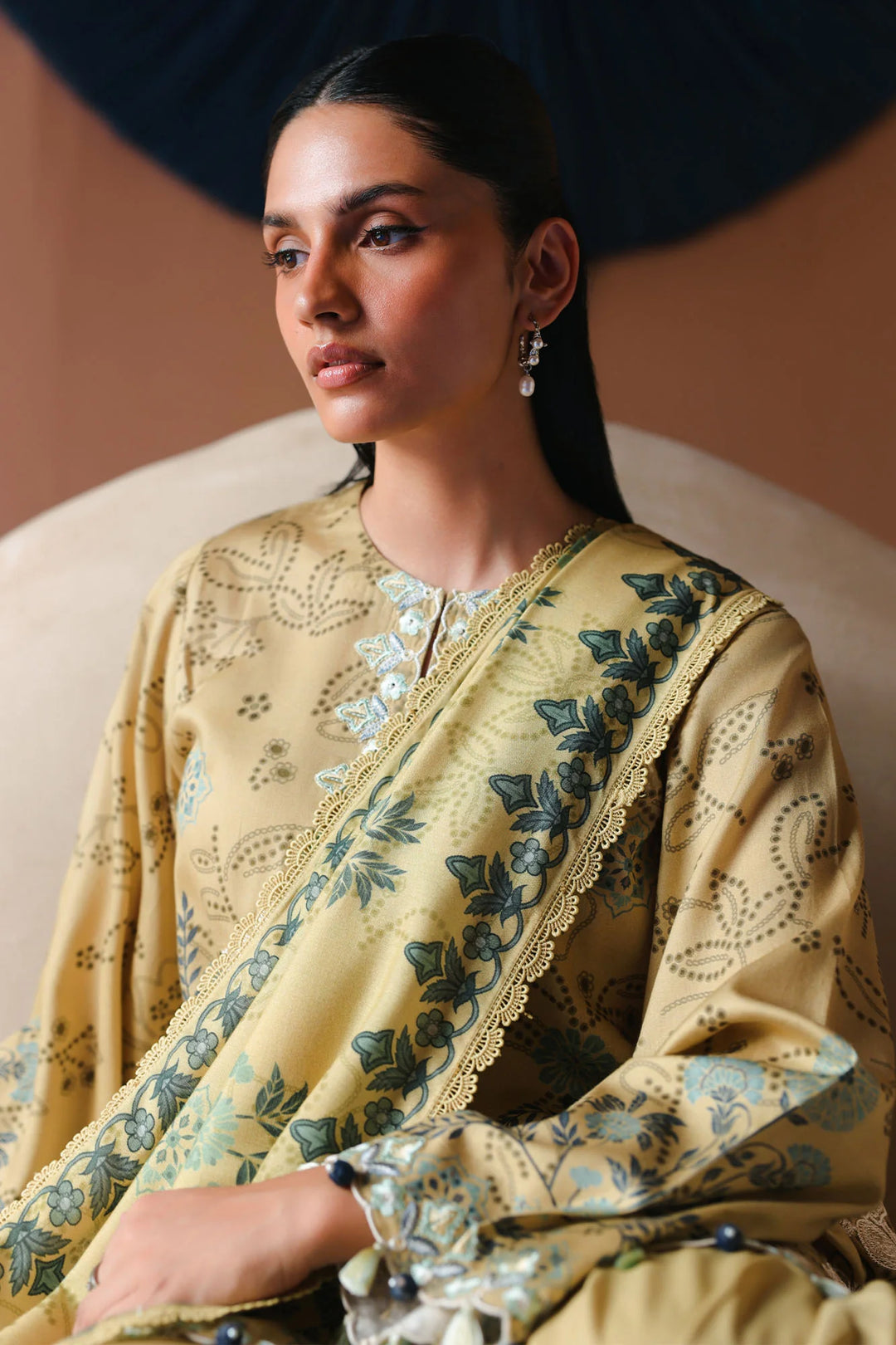 Cross Stitch Unstitched Embroidered Cotton Satin 3 Piece Suit CS26UCS Blooming Bliss - Casual Collection