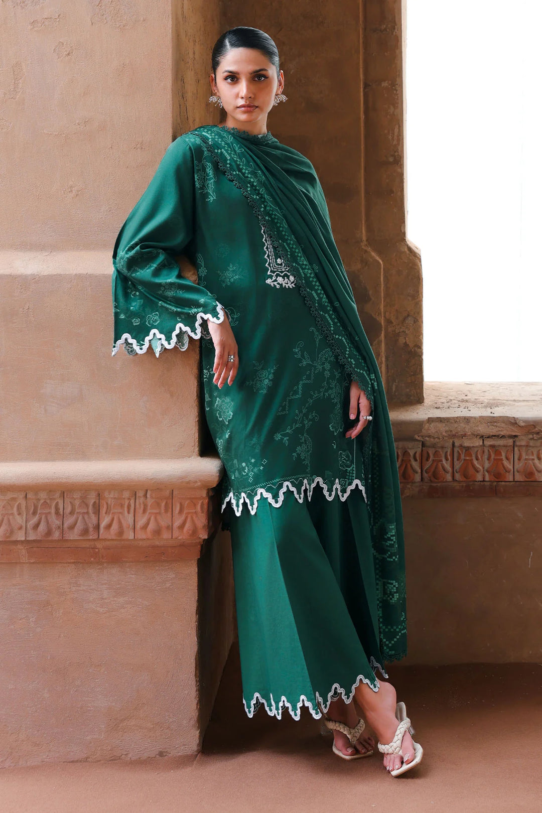 Cross Stitch Unstitched Embroidered Cotton Satin 3 Piece Suit CS26UCS Garnet Grace - Casual Collection
