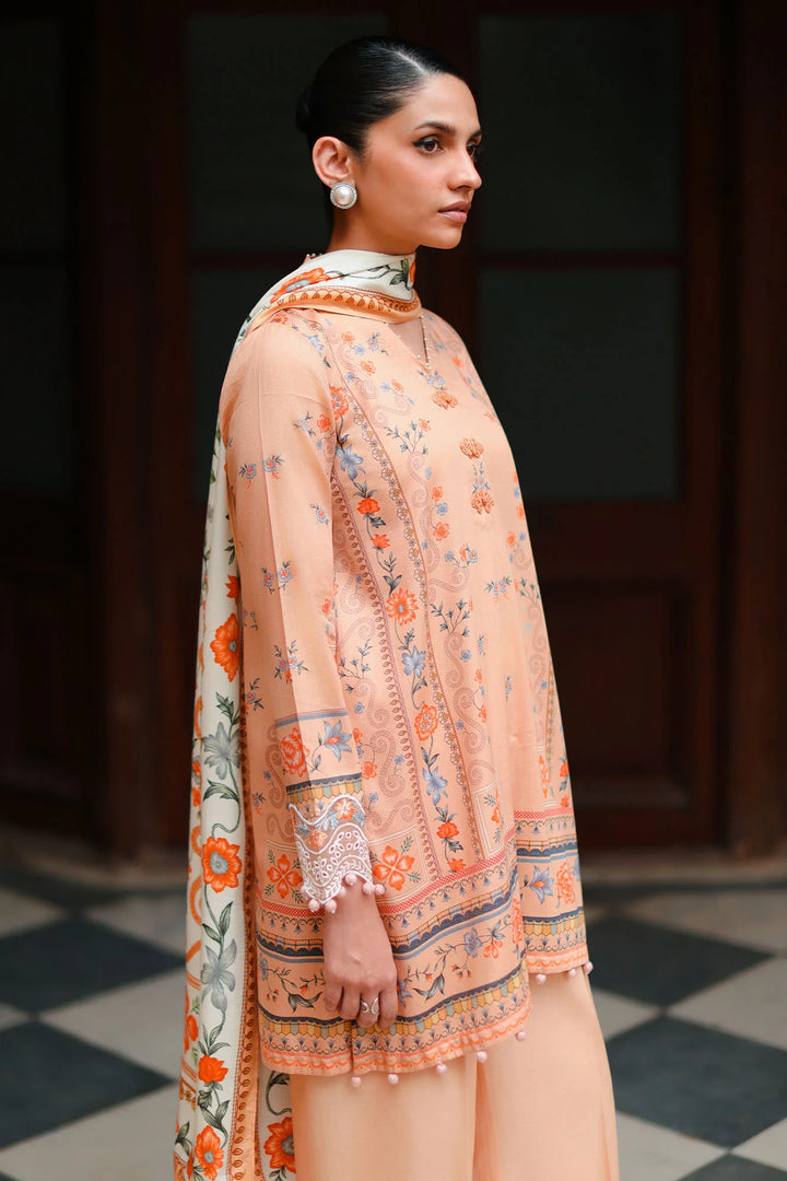 Cross Stitch Unstitched Embroidered Cotton Satin 3 Piece Suit CS26UCS Carmine Glow - Casual Collection