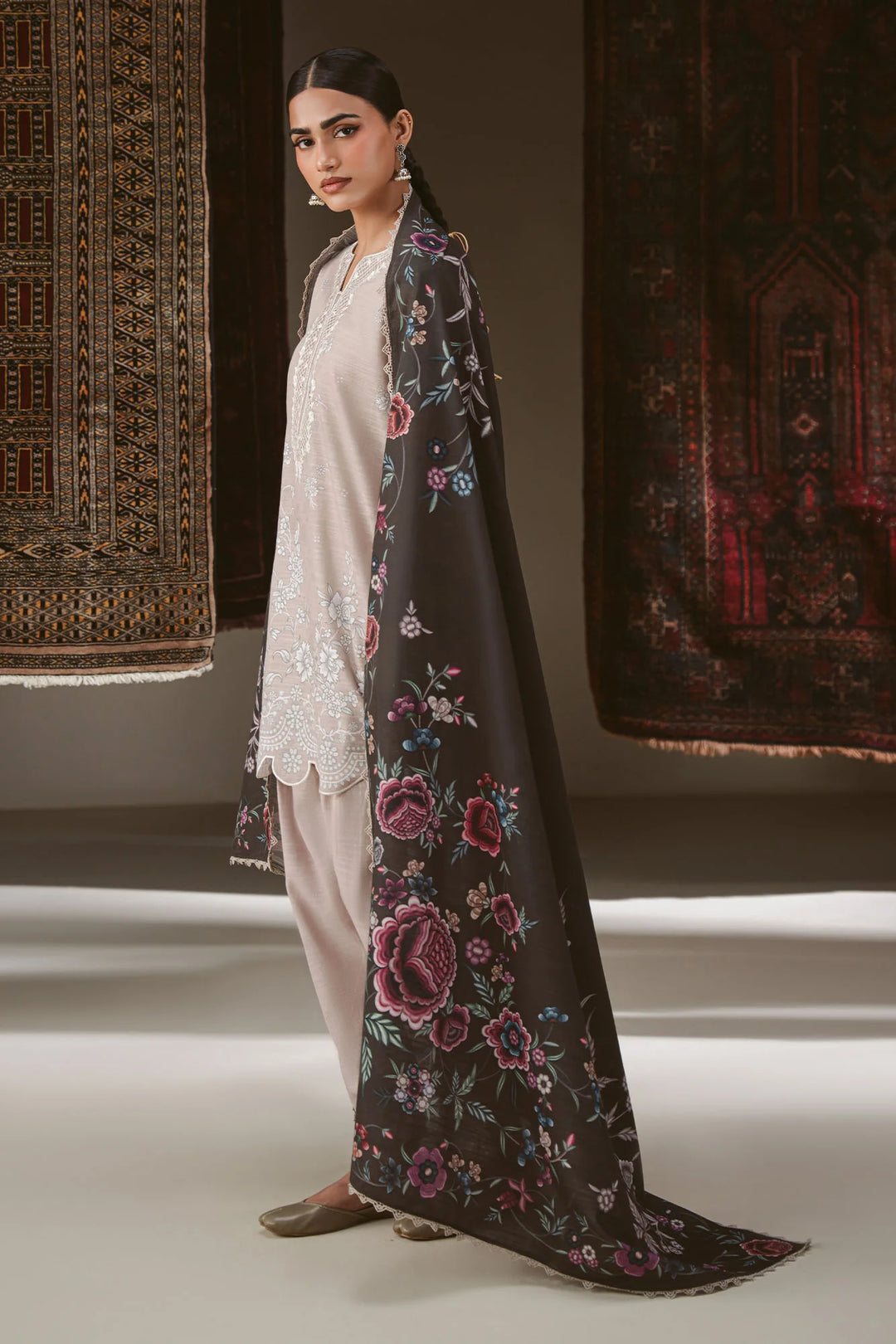 Cross Stitch Unstitched Printed Khaddar 3 Piece Suit CS26UW Petal Haze - Winter Collection