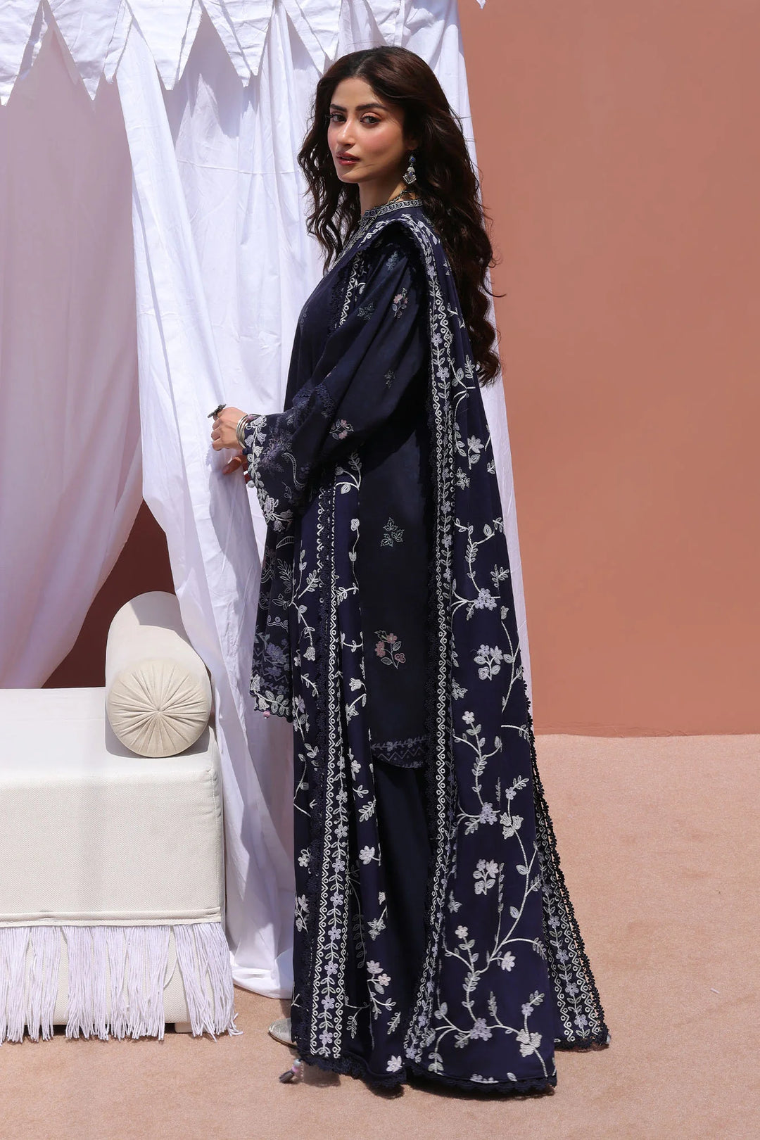 Cross Stitch Unstitched Printed Marina 3 Piece Suit CS26UW Iris Breeze - Winter Collection