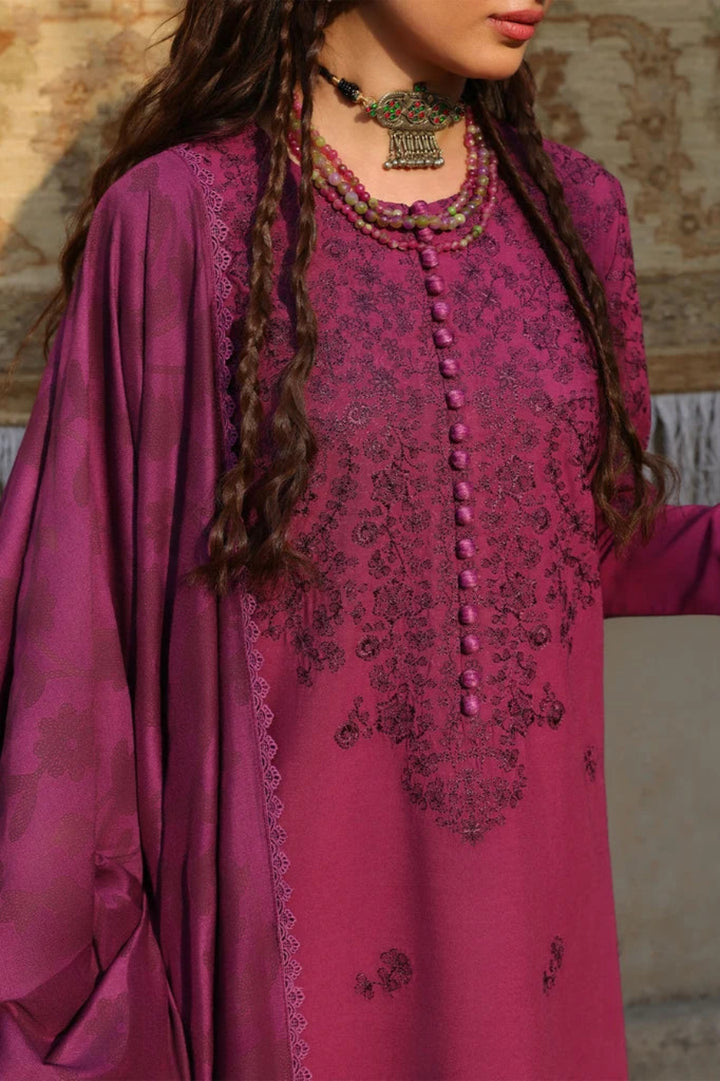 Cross Stitch Unstitched Embroidered Linen 3 Piece Suit CS26UW Velvet Fuchsia - Winter Collection