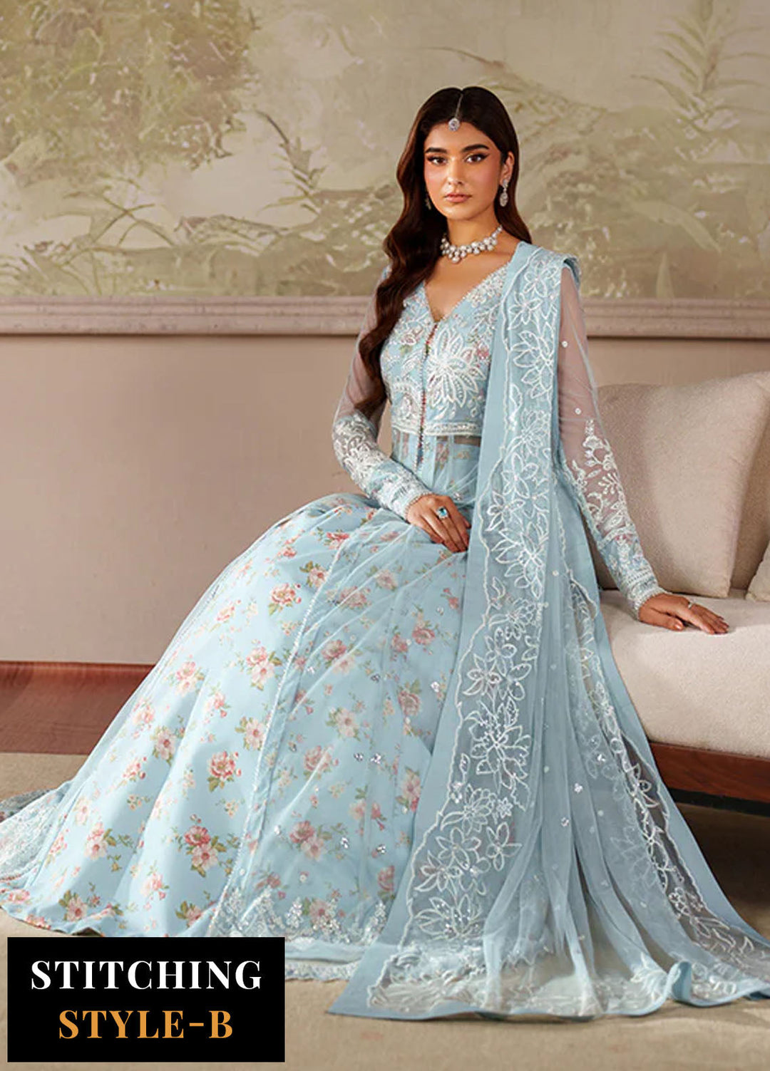 Zarif Embroidered Net Suits Unstitched 3 Piece ZR25UF ZRF-ZPE-02 Aroosh - Formals Collection