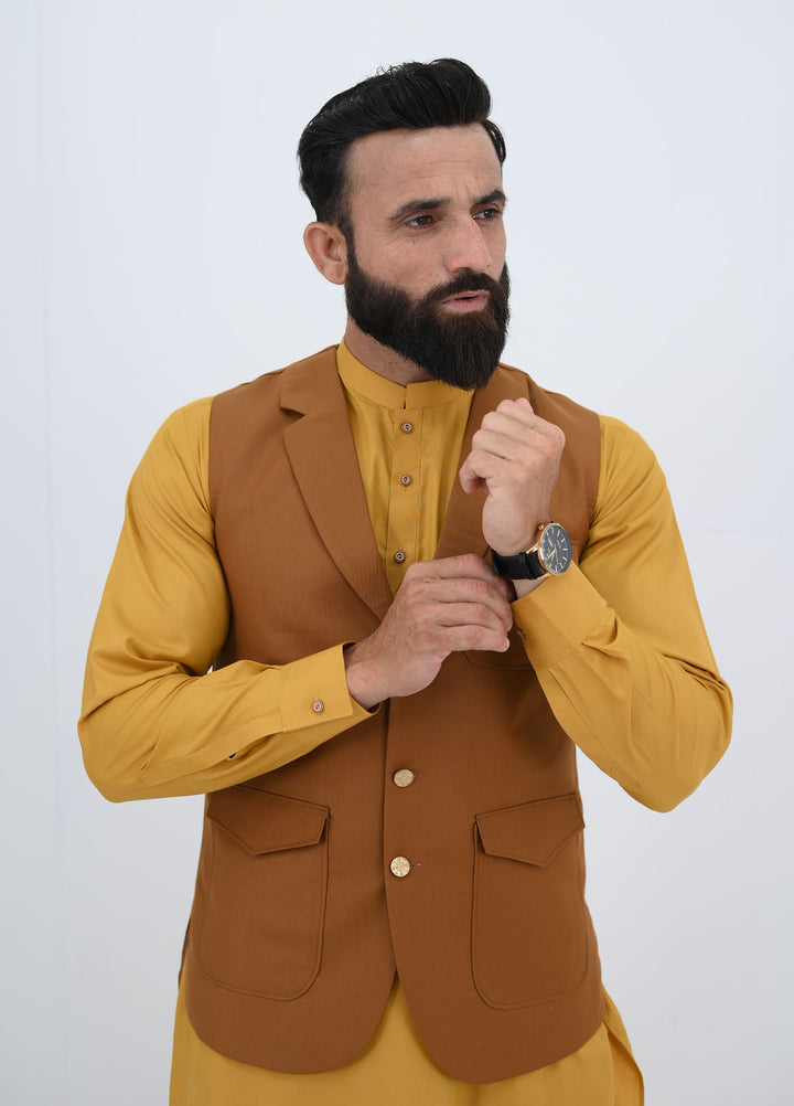 Ethnic Wear by Alif Yay Pret Plain Blended Waistcoat AY-049