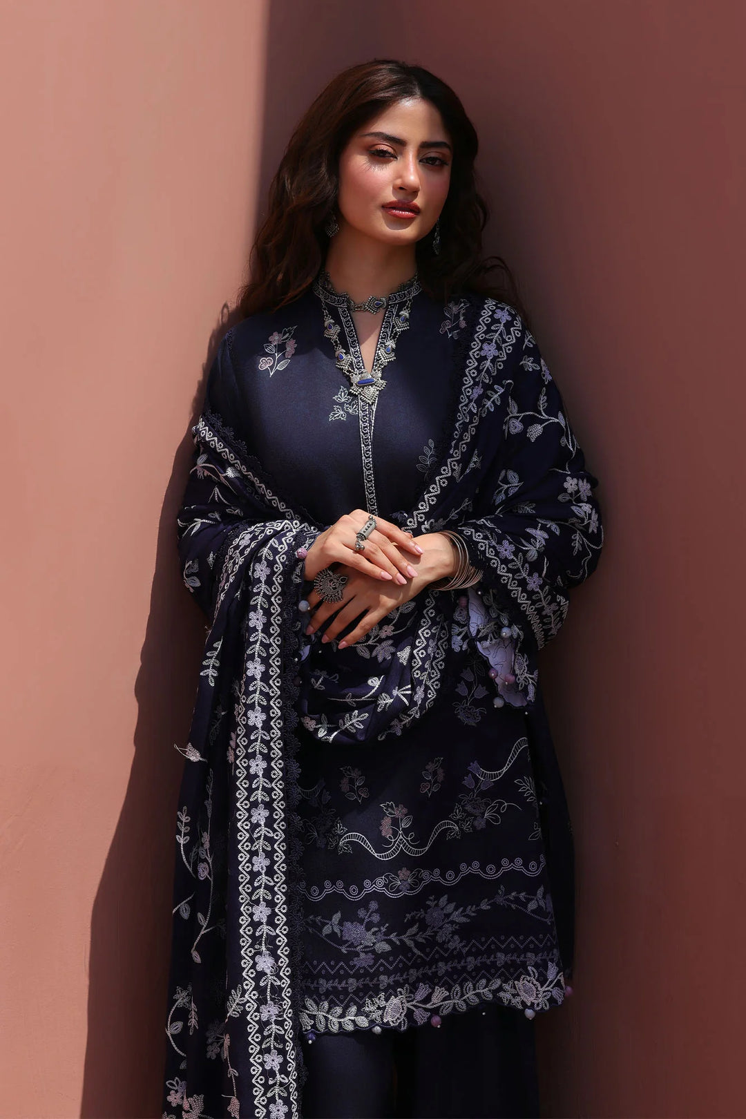 Cross Stitch Unstitched Printed Marina 3 Piece Suit CS26UW Iris Breeze - Winter Collection