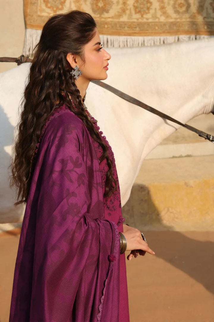 Cross Stitch Unstitched Embroidered Linen 3 Piece Suit CS26UW Velvet Fuchsia - Winter Collection