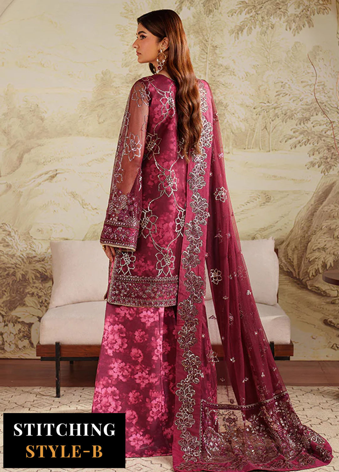 Zarif Embroidered Net Suits Unstitched 3 Piece ZR25UF ZRF-ZPE-07 Falek - Formals Collection