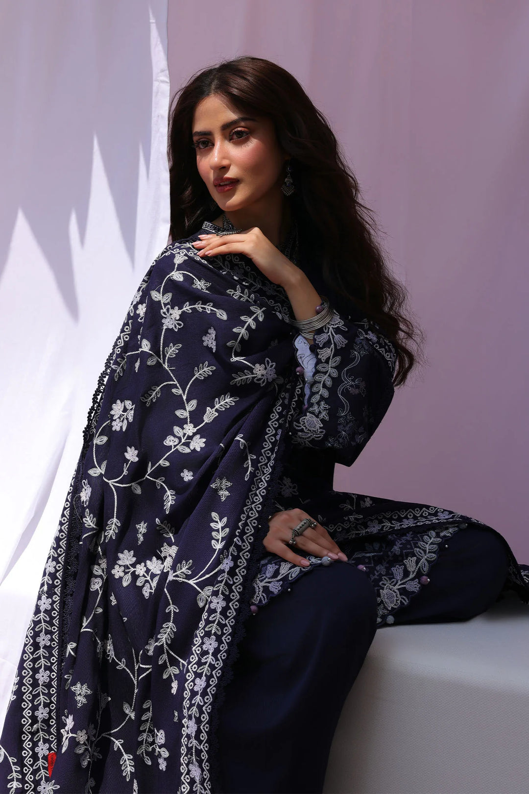 Cross Stitch Unstitched Printed Marina 3 Piece Suit CS26UW Iris Breeze - Winter Collection