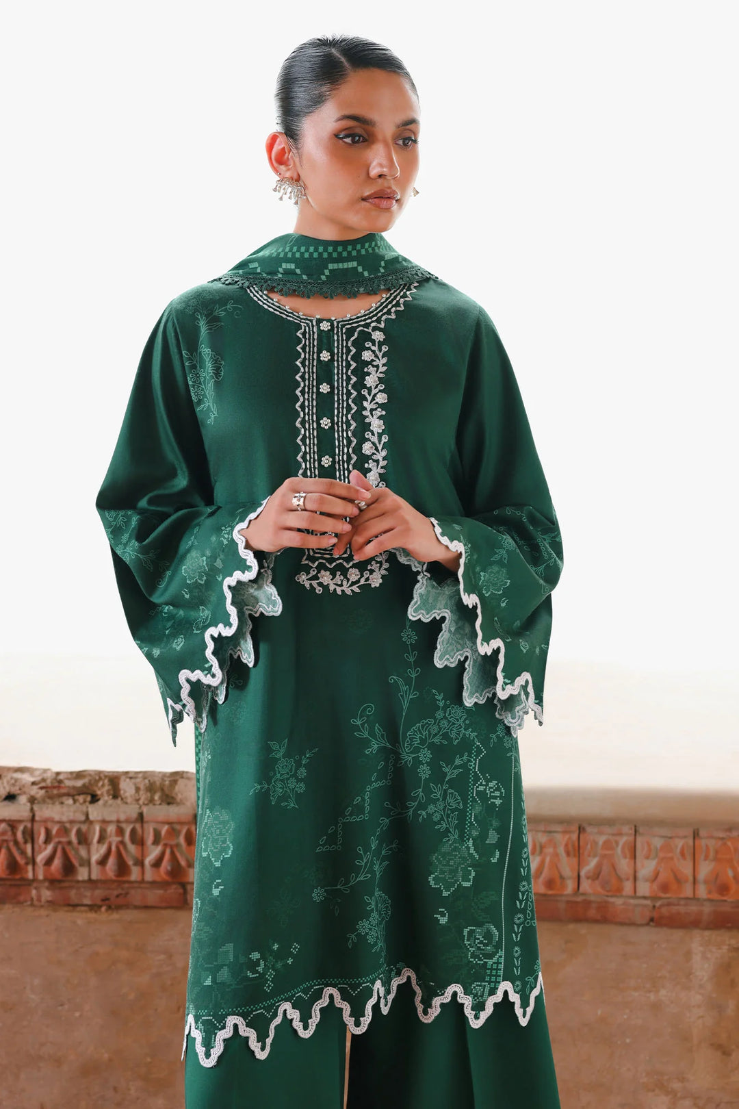 Cross Stitch Unstitched Embroidered Cotton Satin 3 Piece Suit CS26UCS Garnet Grace - Casual Collection