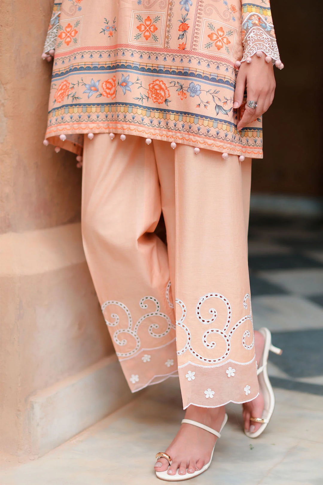 Cross Stitch Unstitched Embroidered Cotton Satin 3 Piece Suit CS26UCS Carmine Glow - Casual Collection