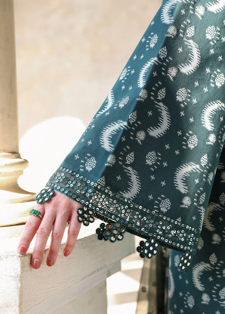 Cross Stitch Unstitched Embroidered Lawn 3 Piece Suit CS26ULE Teal Spruce - Eid Collection