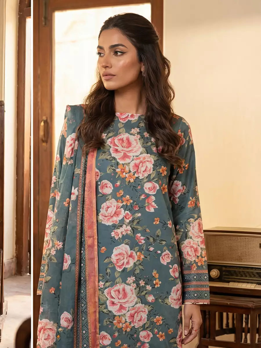 Salitex Unstitched Printed Lawn Silk 3 Piece Suit SUNS7ASI360 - Casual Collection