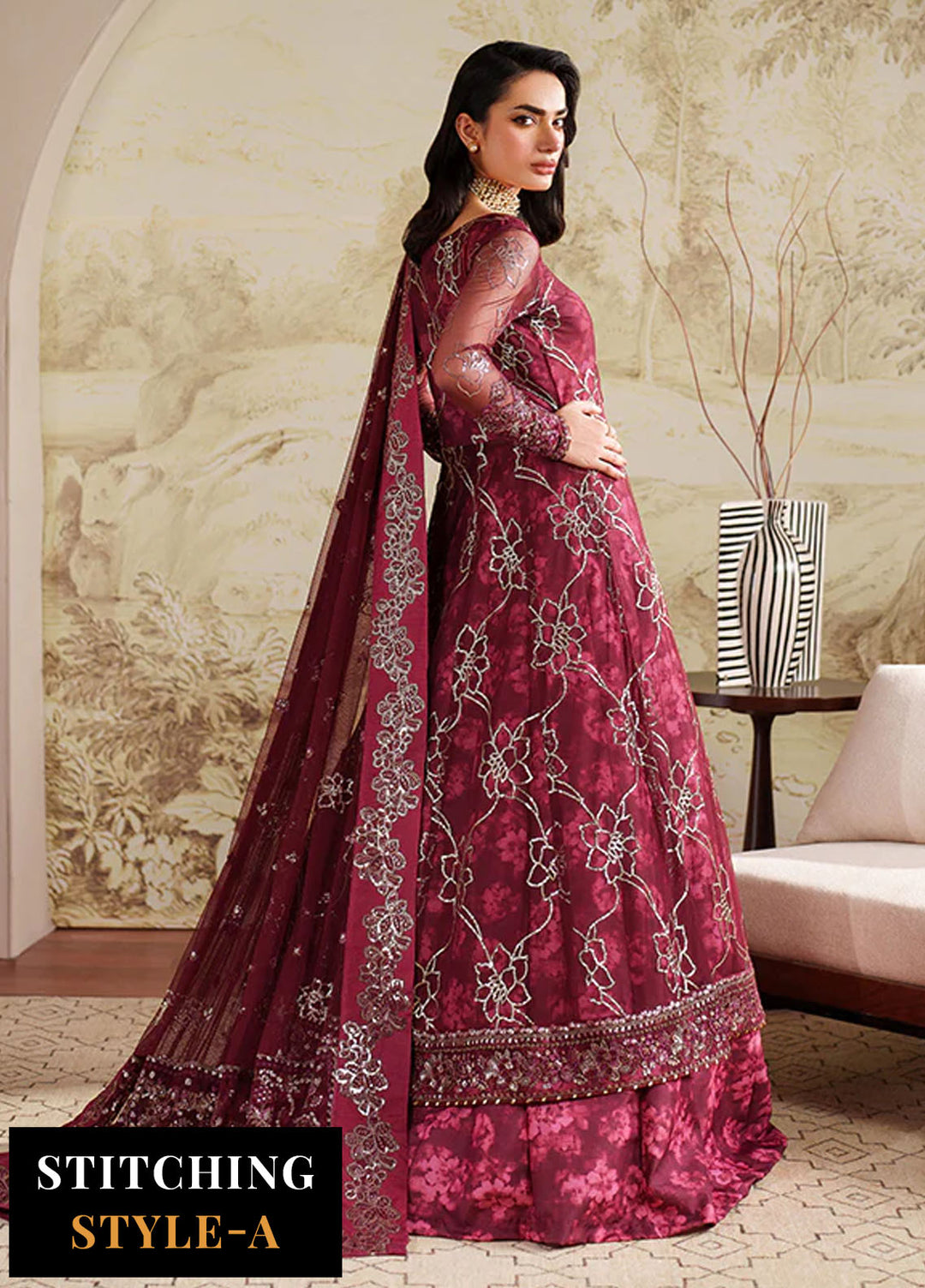 Zarif Embroidered Net Suits Unstitched 3 Piece ZR25UF ZRF-ZPE-07 Falek - Formals Collection