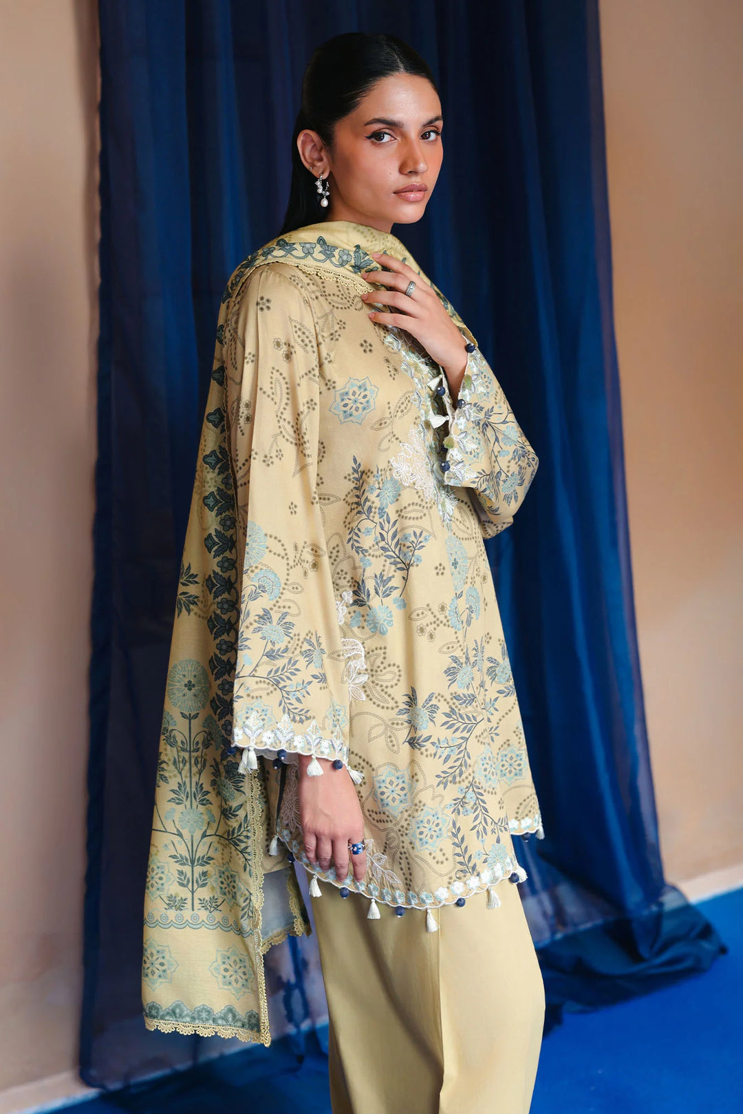 Cross Stitch Unstitched Embroidered Cotton Satin 3 Piece Suit CS26UCS Blooming Bliss - Casual Collection