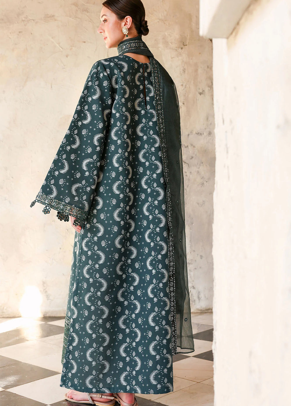 Cross Stitch Unstitched Embroidered Lawn 3 Piece Suit CS26ULE Teal Spruce - Eid Collection