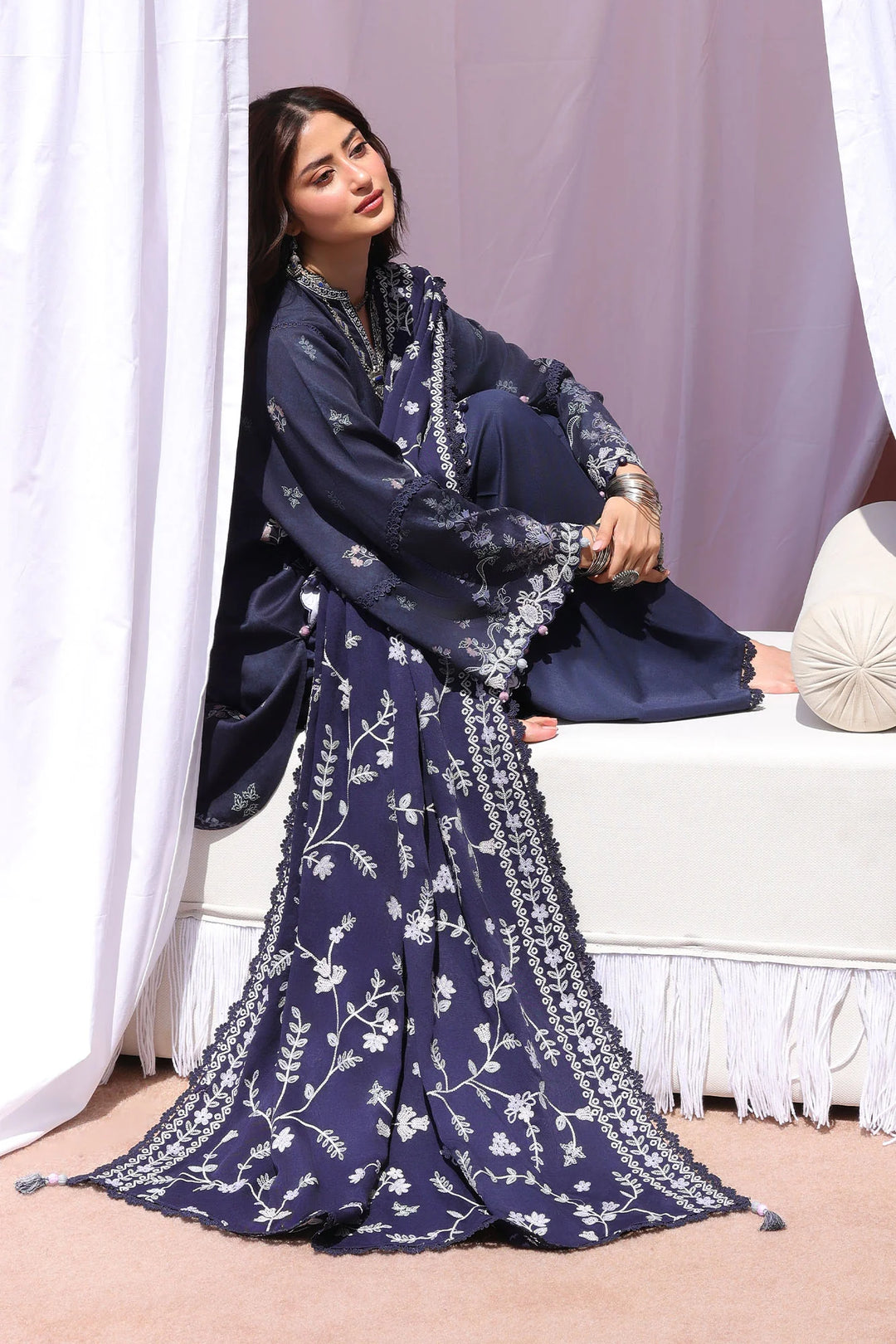 Cross Stitch Unstitched Printed Marina 3 Piece Suit CS26UW Iris Breeze - Winter Collection
