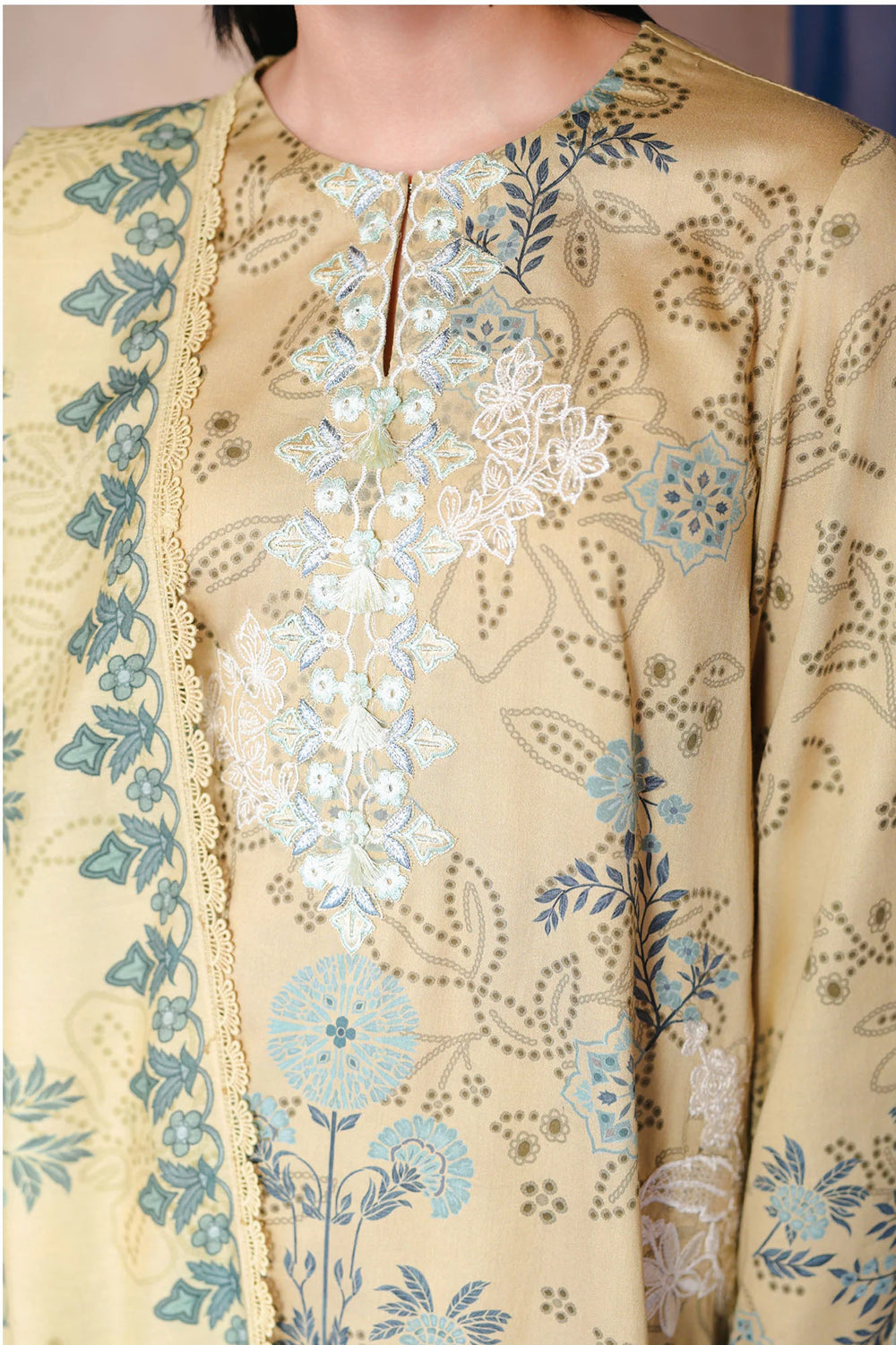 Cross Stitch Unstitched Embroidered Cotton Satin 3 Piece Suit CS26UCS Blooming Bliss - Casual Collection