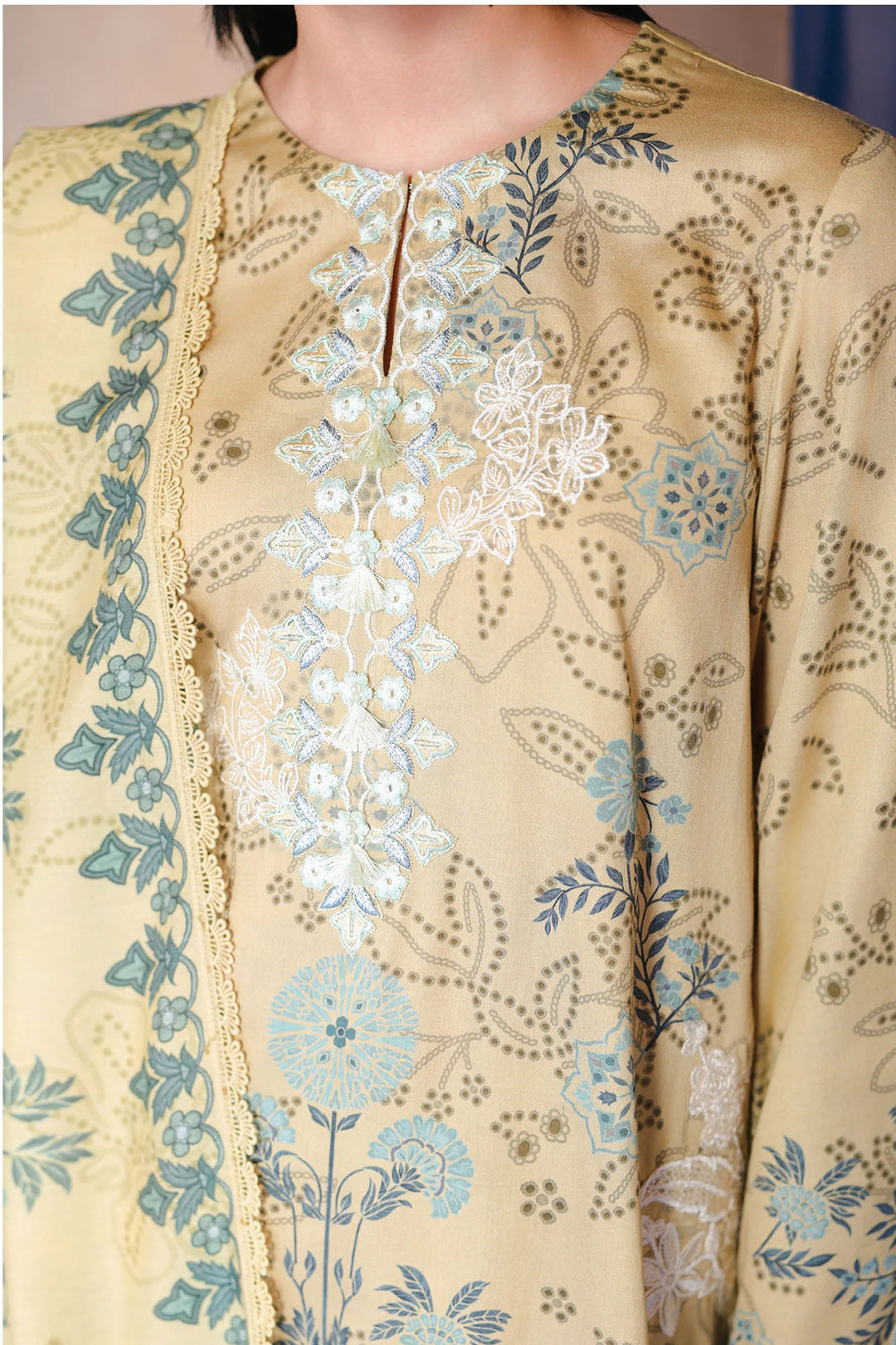 Cross Stitch Unstitched Embroidered Cotton Satin 3 Piece Suit CS26UCS Blooming Bliss - Casual Collection